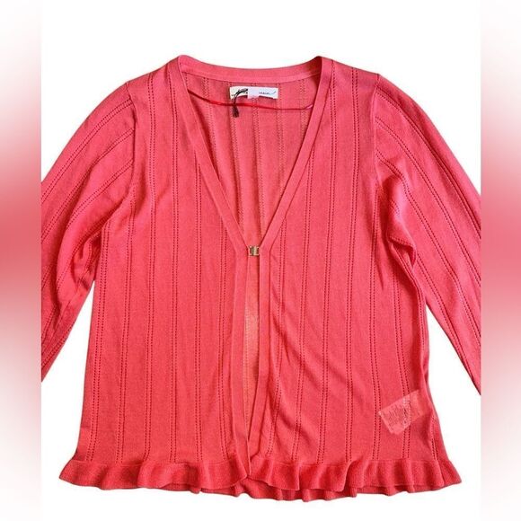 NWOT Daniel Cassin Women's Peach Cardigan w/ Gold Clasp Closure Sweater Size XL - Picture 5 of 11